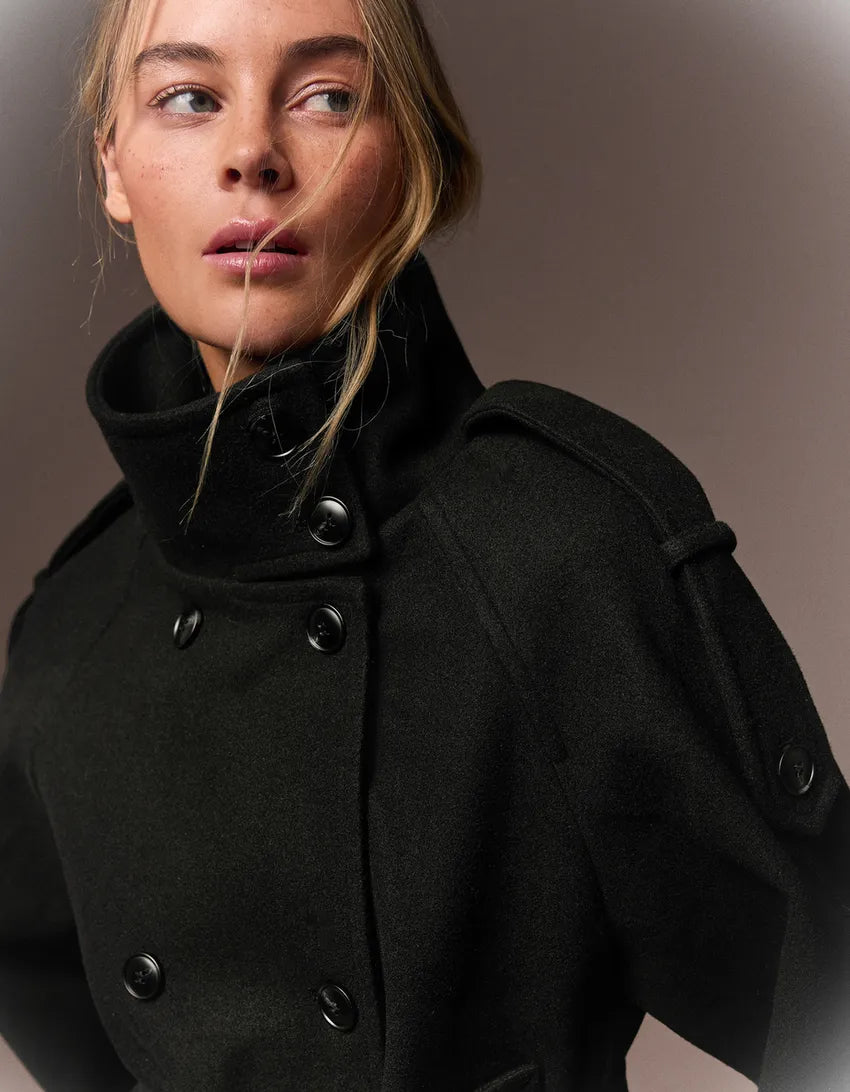 The Noir Belted Wool Coat