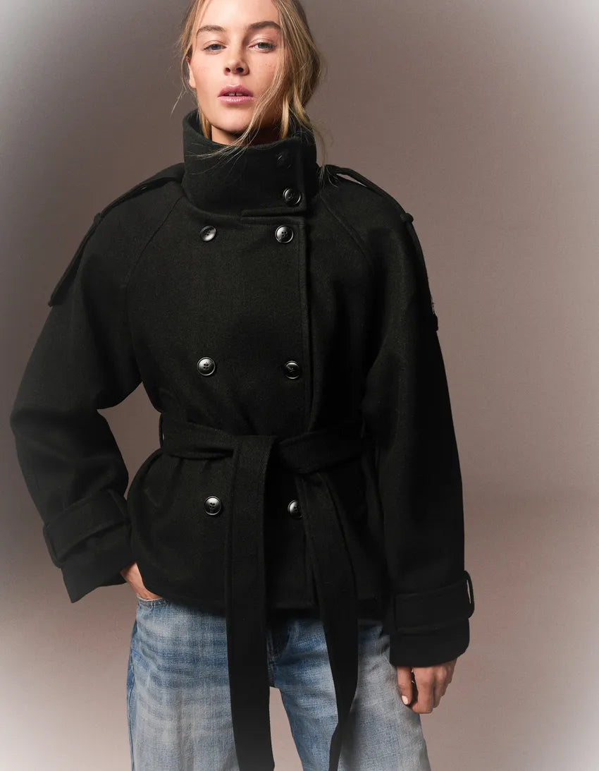 The Noir Belted Wool Coat