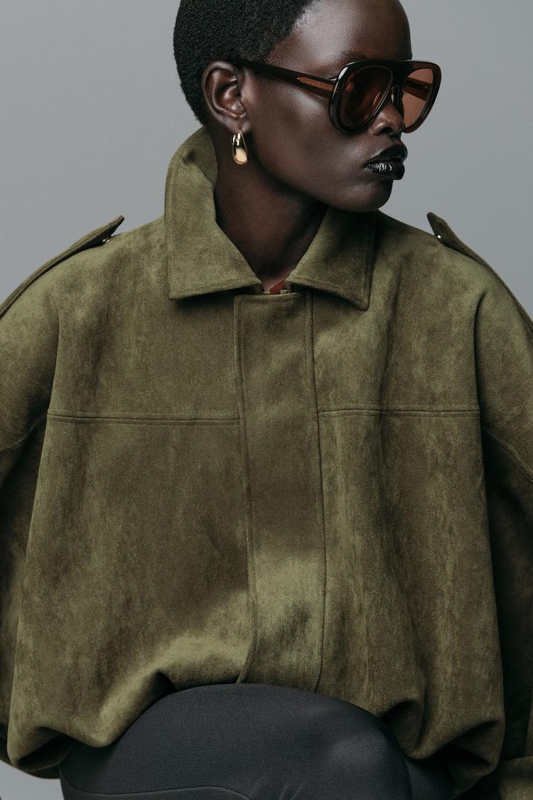 Suede Olive Bomber Jacket