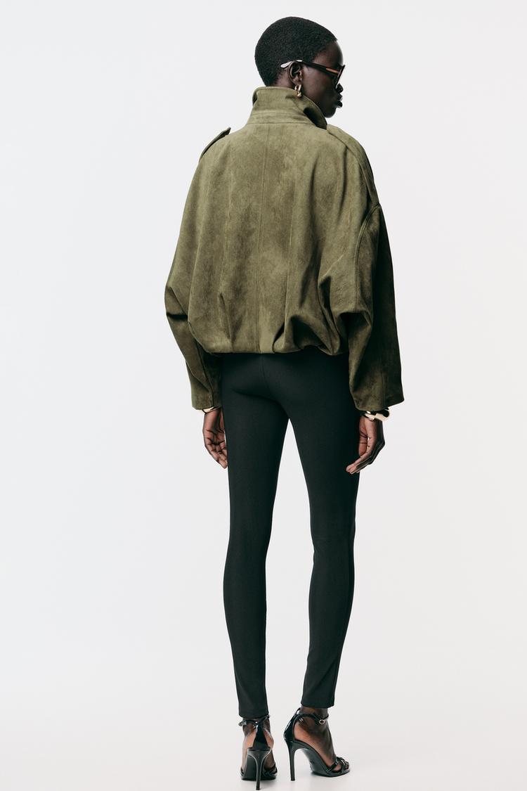 Suede Olive Bomber Jacket