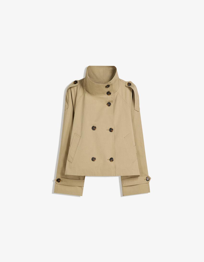 Cropped Sandy Trench Coat