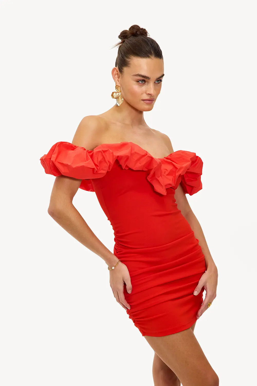 Crimson Off-Shoulder Dress