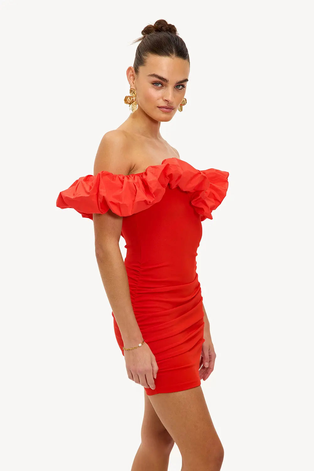 Crimson Off-Shoulder Dress