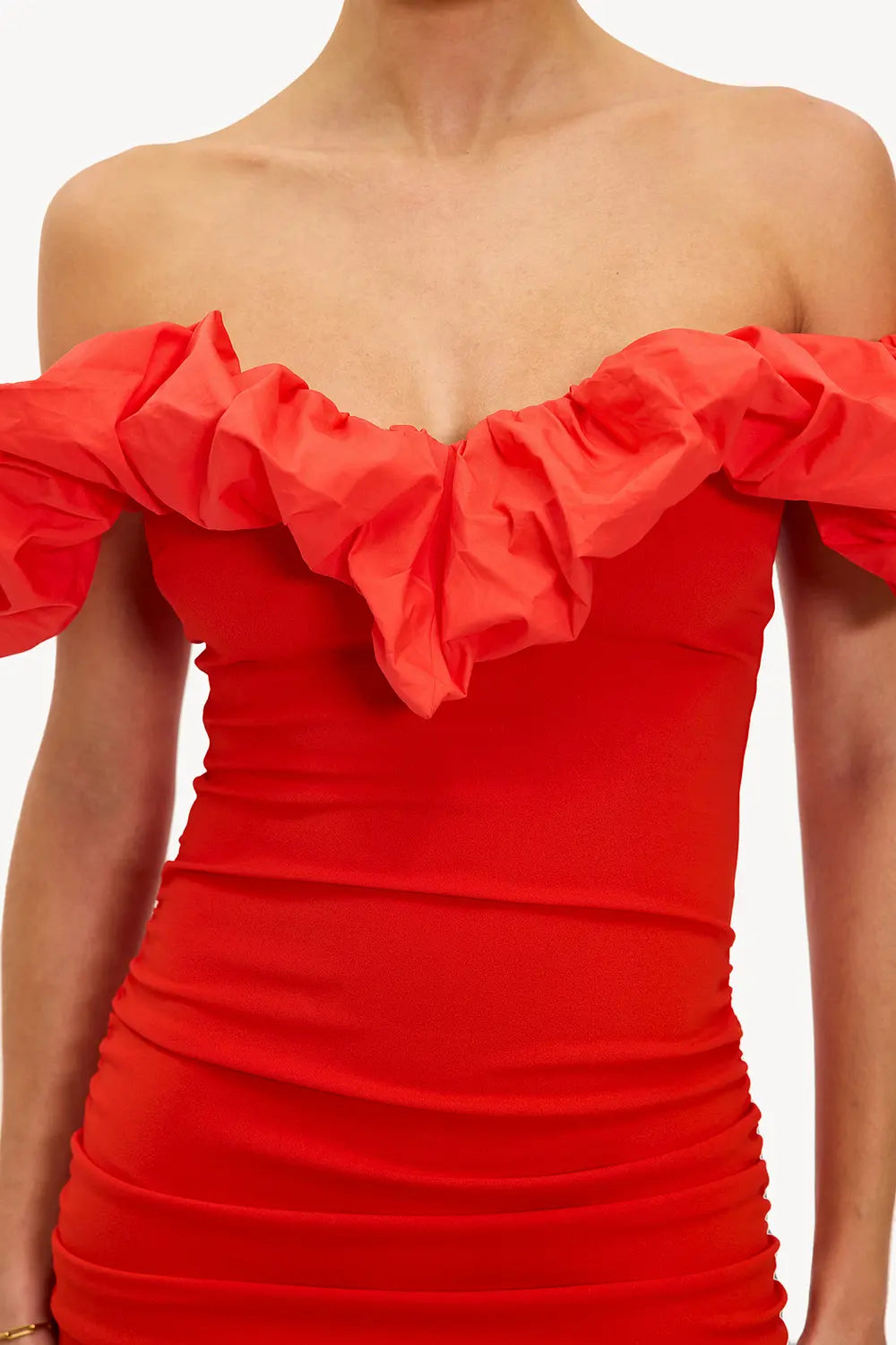 Crimson Off-Shoulder Dress