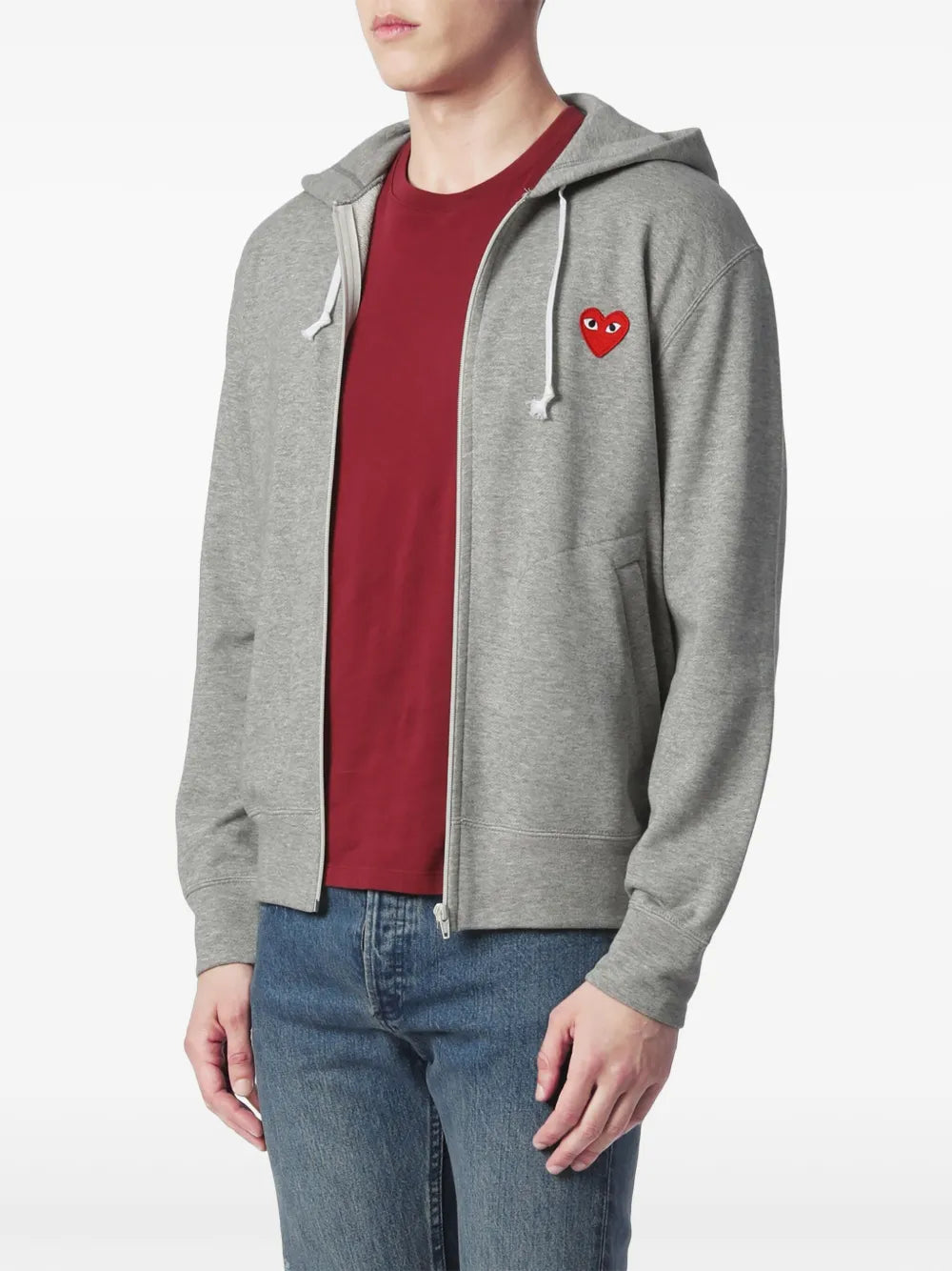Grey Heart Zip Hoodie