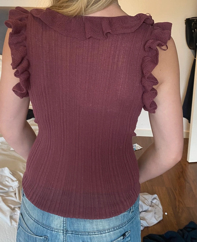 Wine Red Ruffled Top