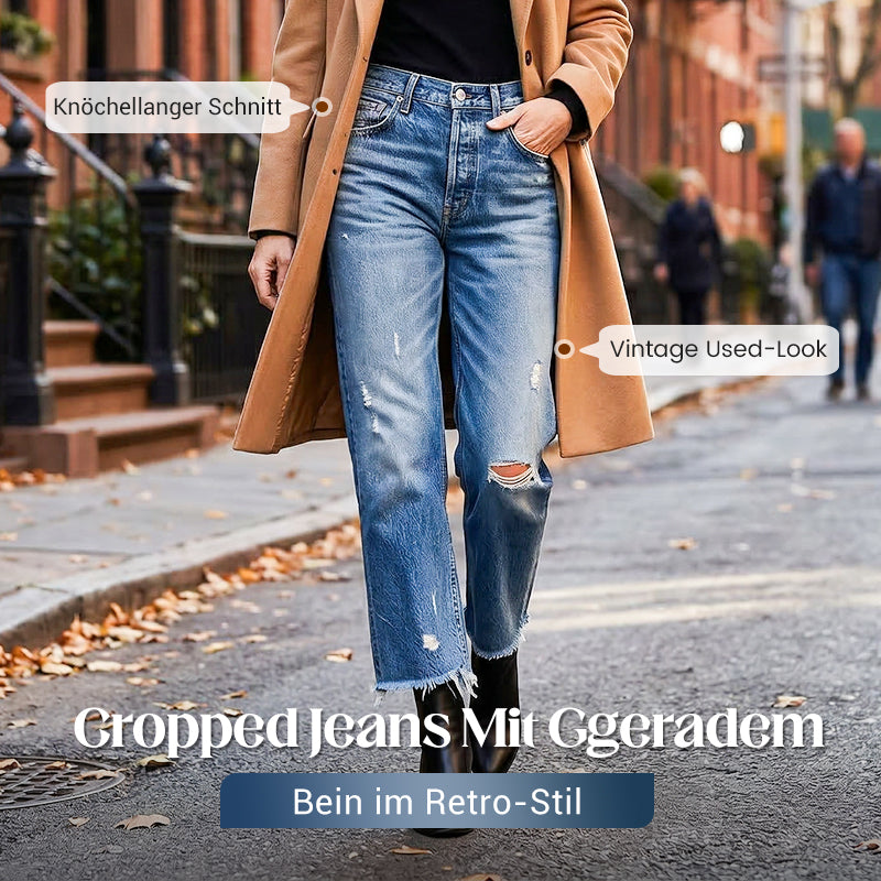 Jeans dritti corti da donna in stile retrò