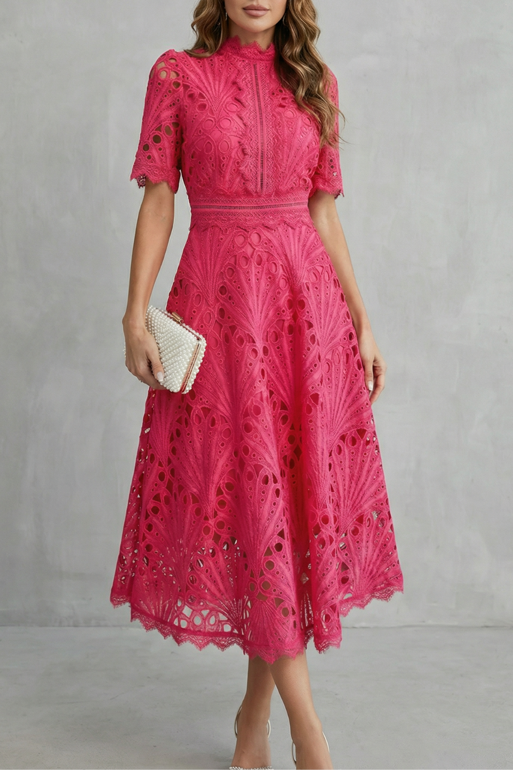 Abito midi in pizzo Rosabelle