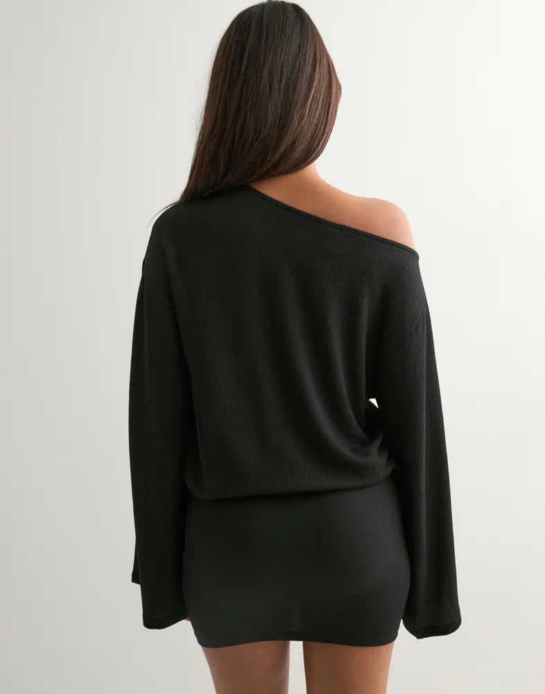 Ember Black Knit Mini Dress