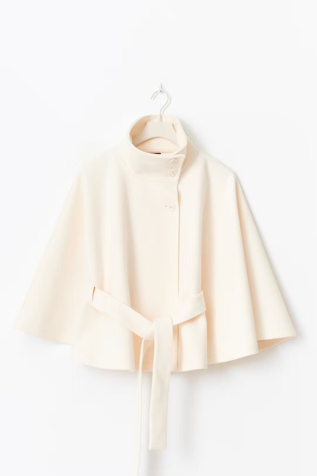 Cream Belt Cape Coat