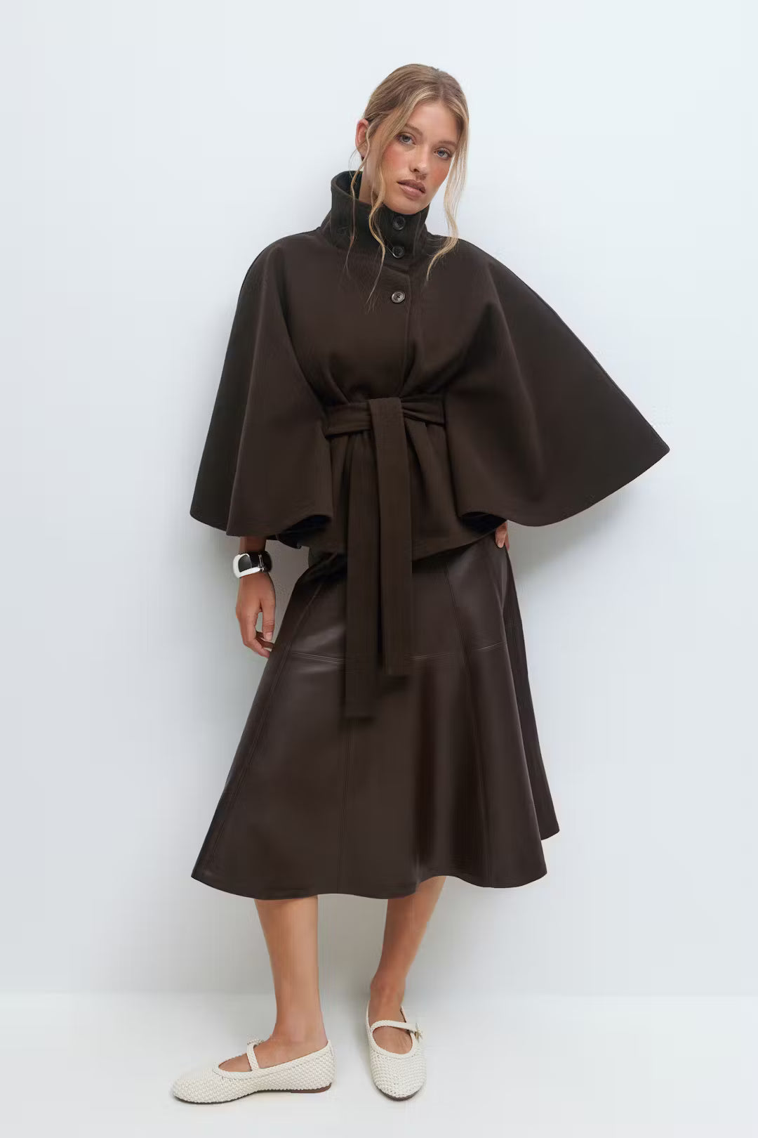 Chocolate Belt Cape Coat