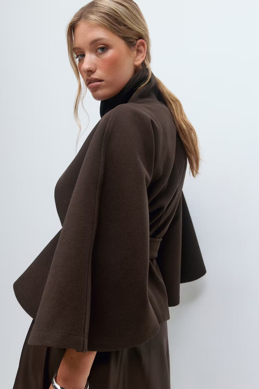 Chocolate Belt Cape Coat