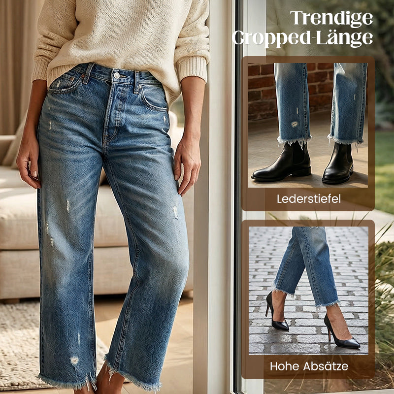 Jeans dritti corti da donna in stile retrò