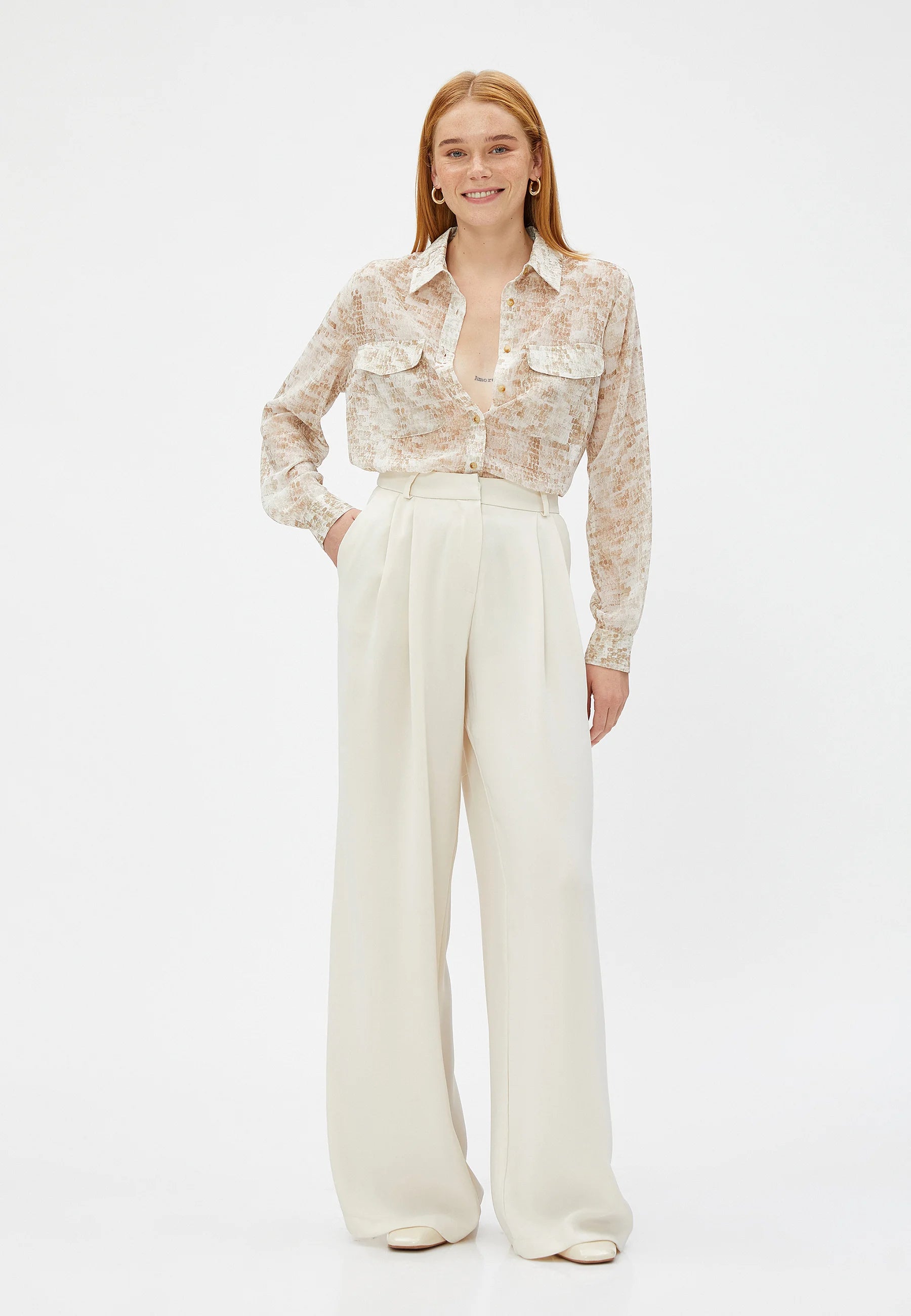 Ivory Hour Wide-Leg Trousers