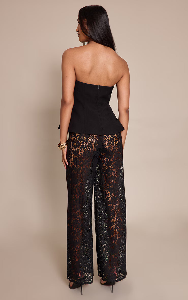 Black Lace Leg Jumpsuit
