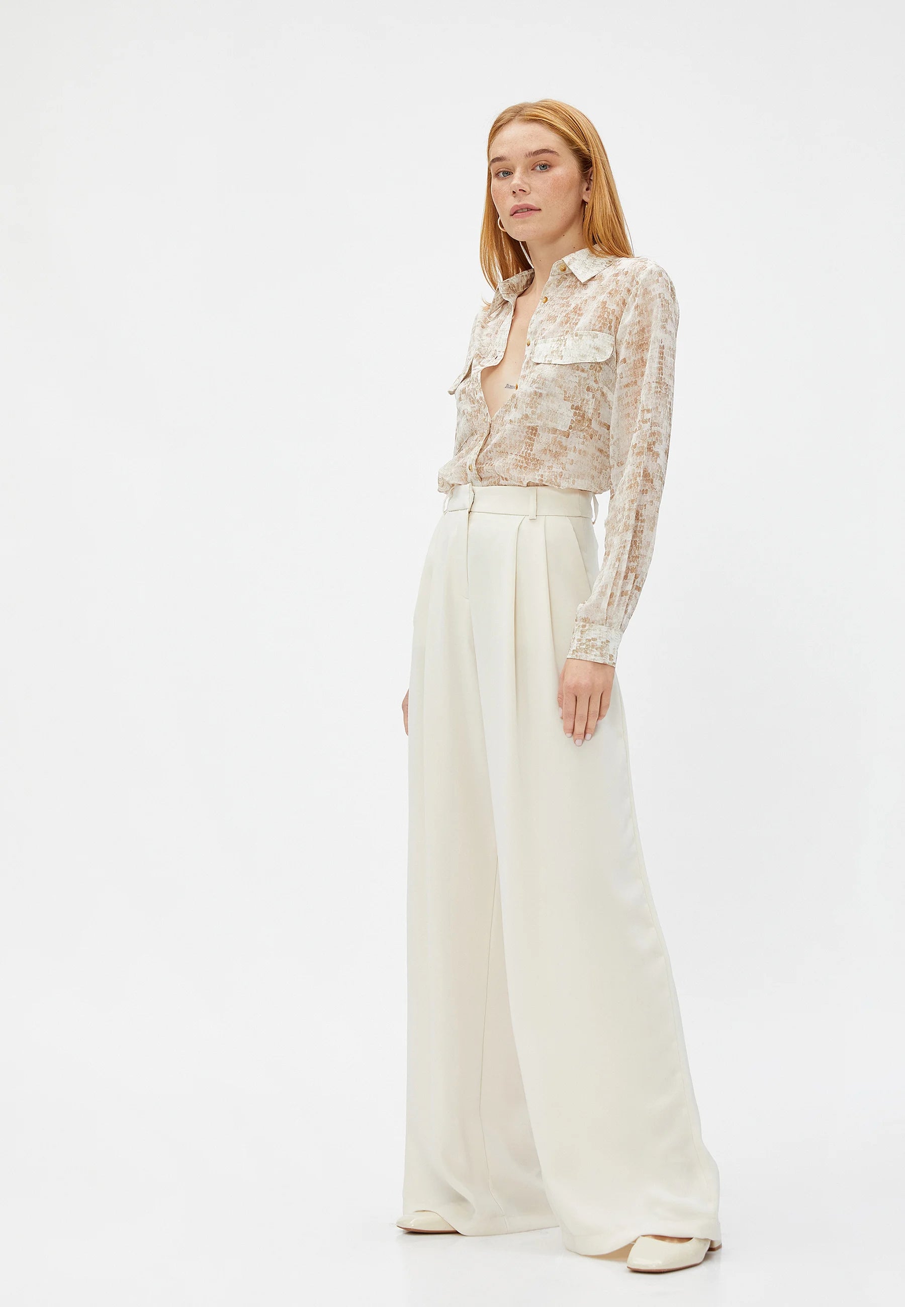 Ivory Hour Wide-Leg Trousers