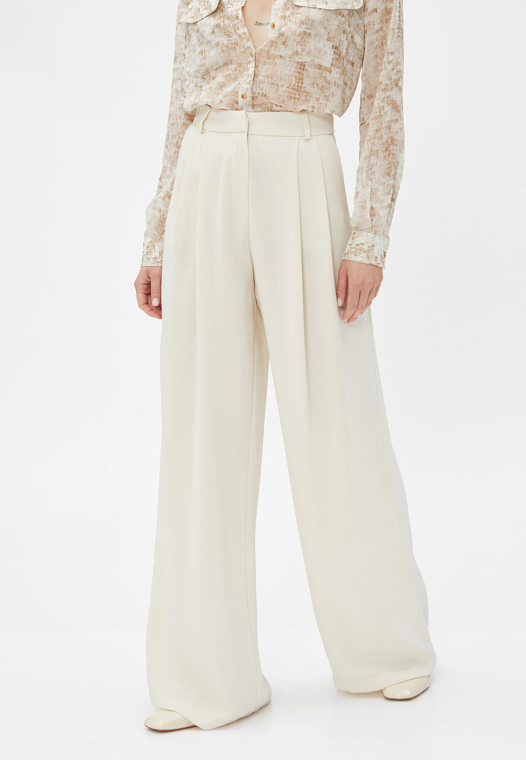 Ivory Hour Wide-Leg Trousers
