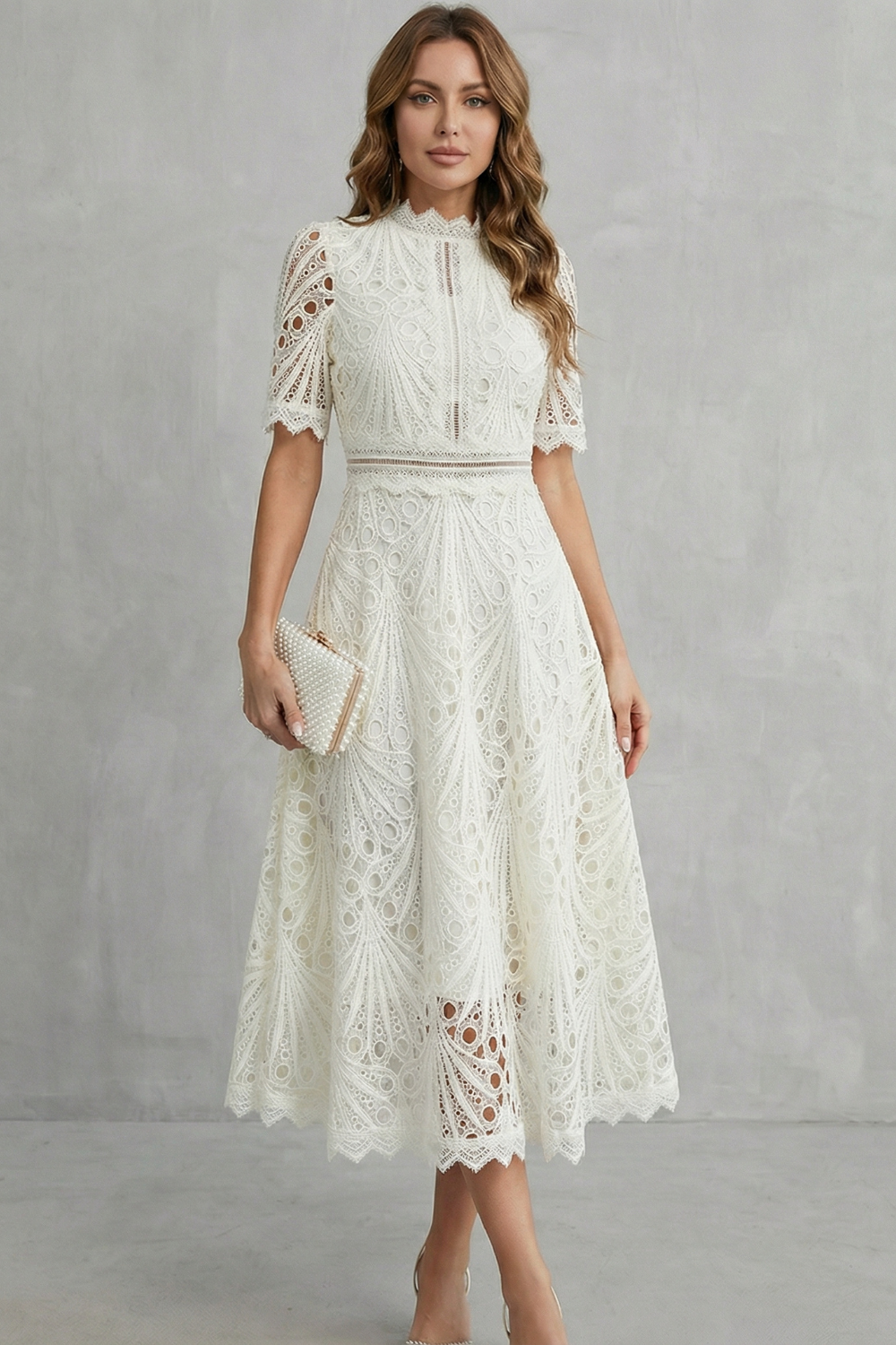 Abito midi in pizzo Rosabelle