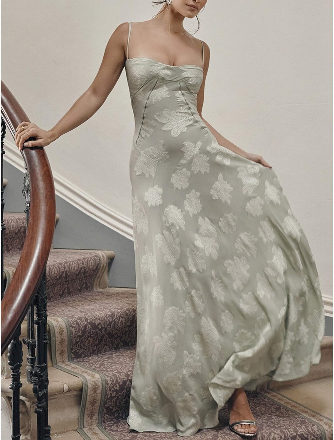 Ethereal Rose Satin Midi Dress