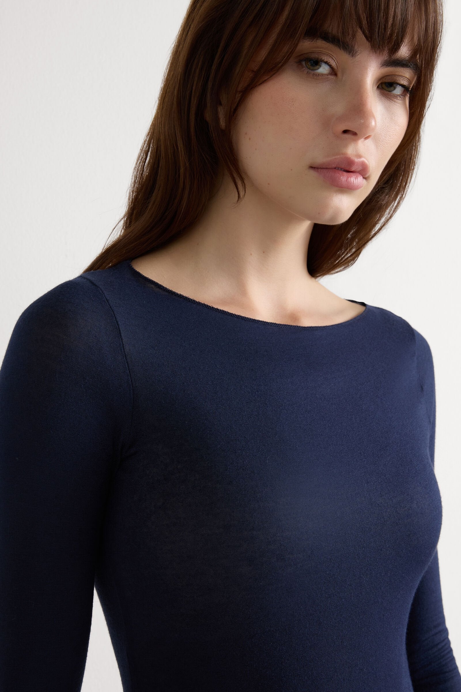 Boat Neck Long-sleeve In Modal Cashmere