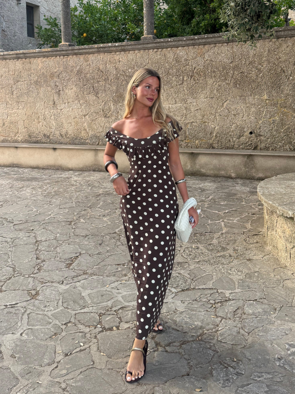 The Luna Brown Polka Dot Dress