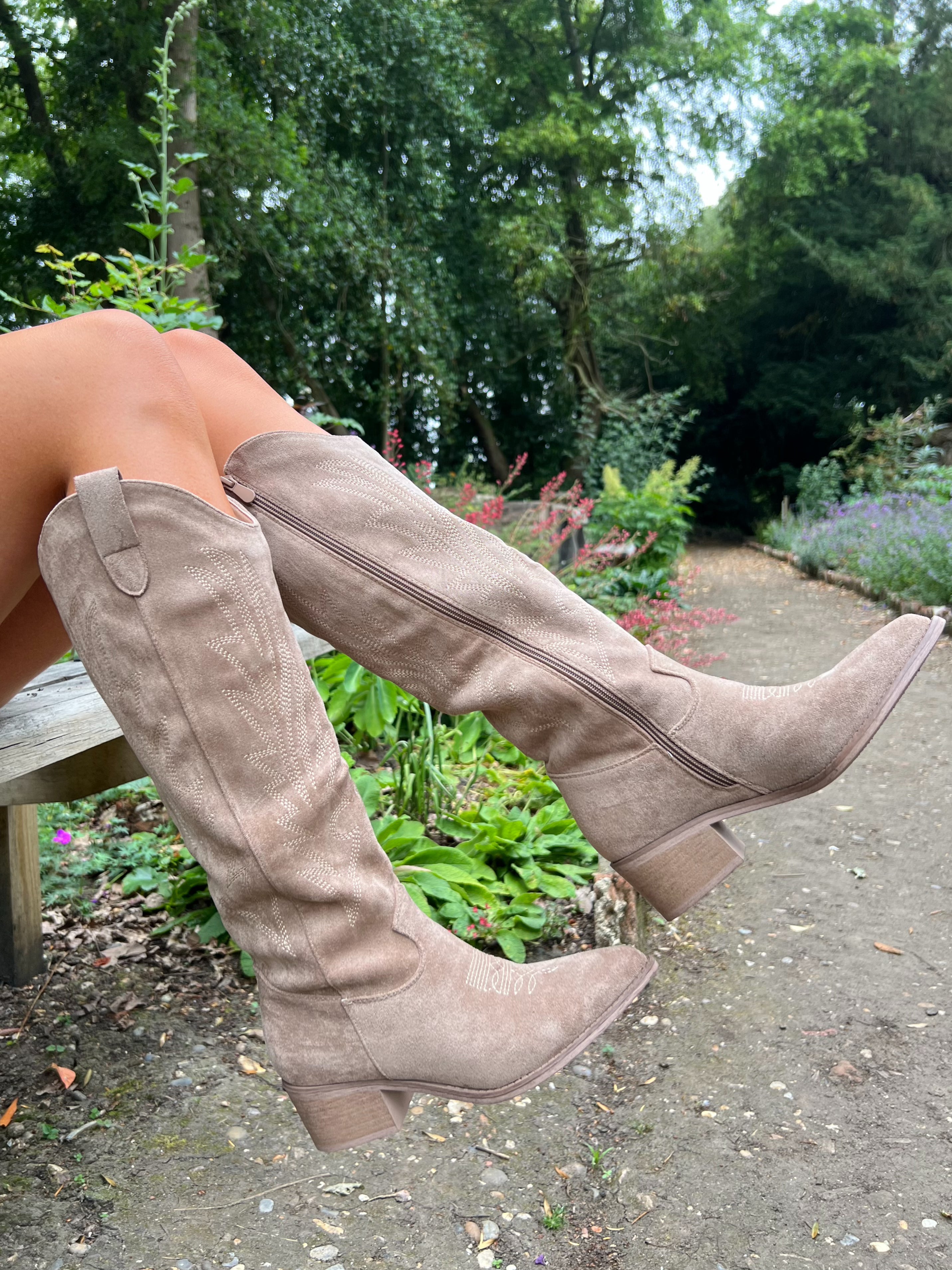 Dark Beige Knee High Boots