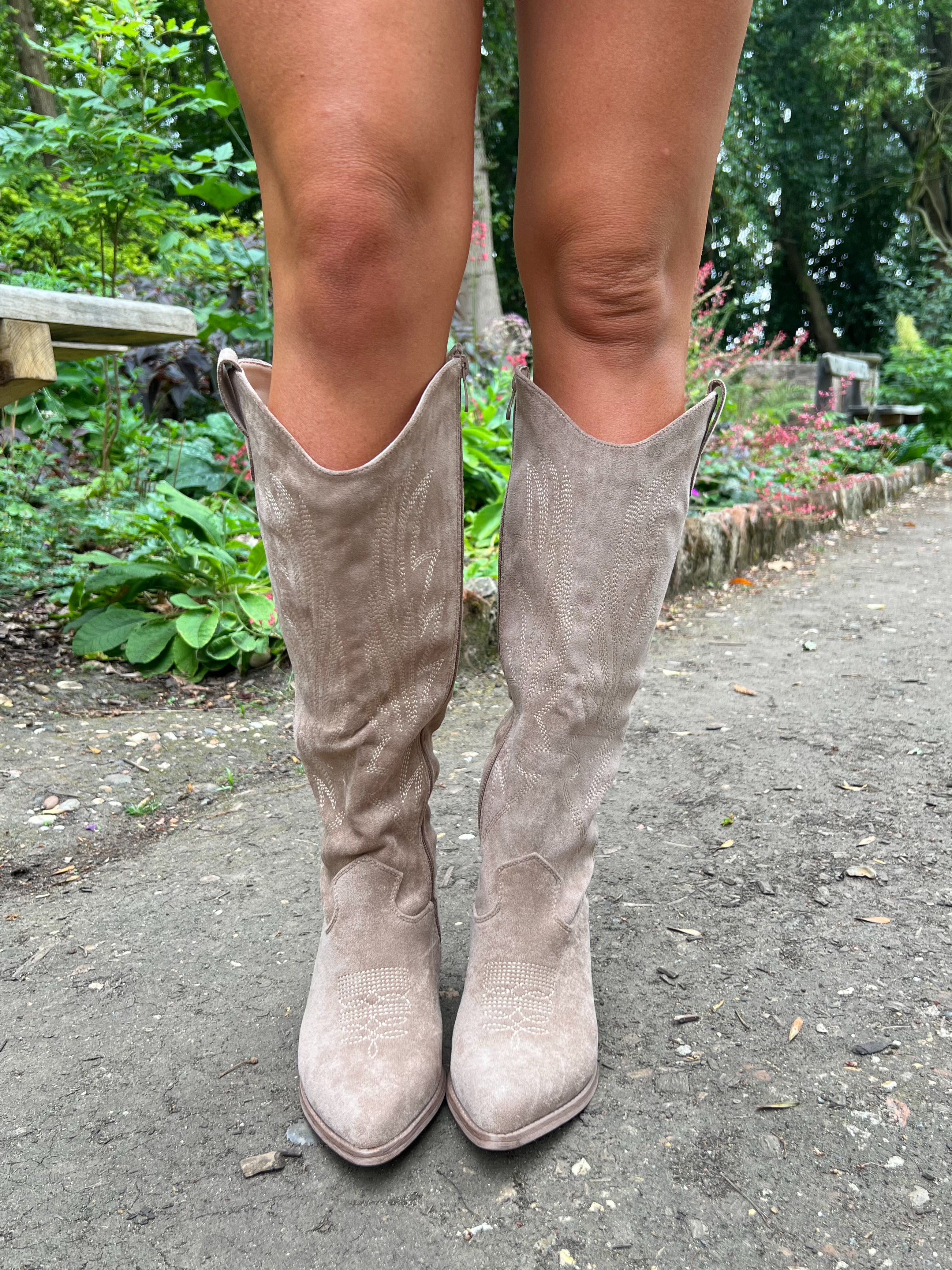 Dark Beige Knee High Boots