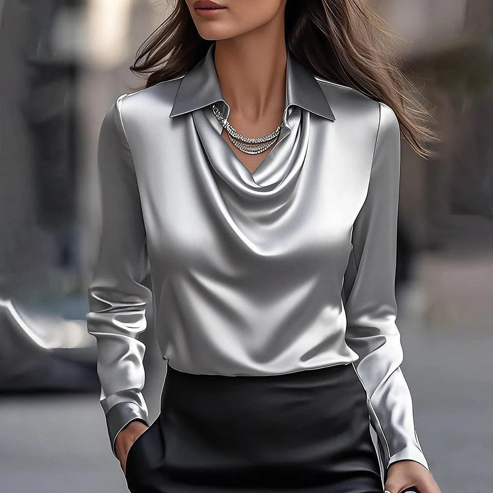 Aurelia Satin Drape Blouse