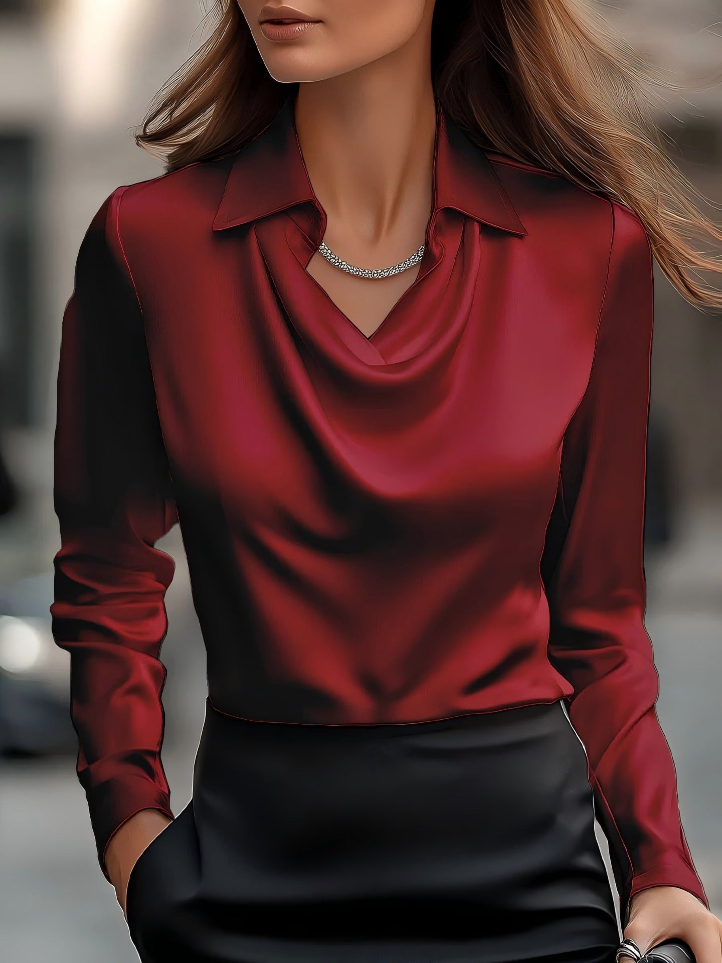 Aurelia Satin Drape Blouse