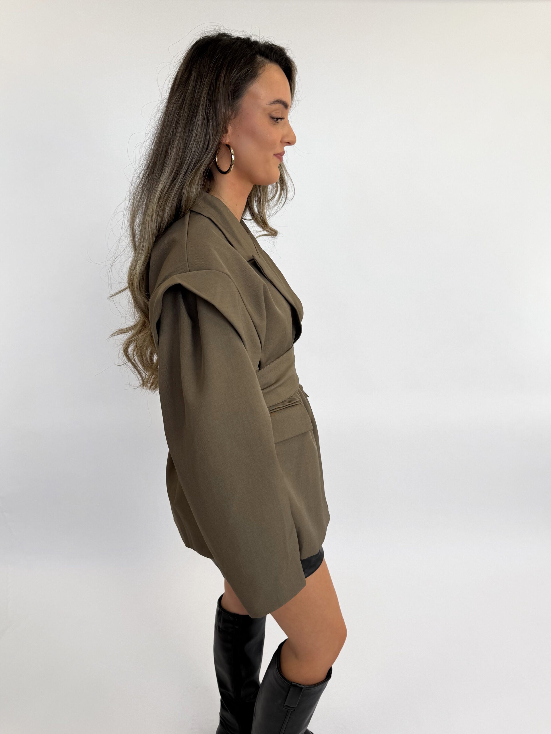 Oversized Belted Blazer Jacket