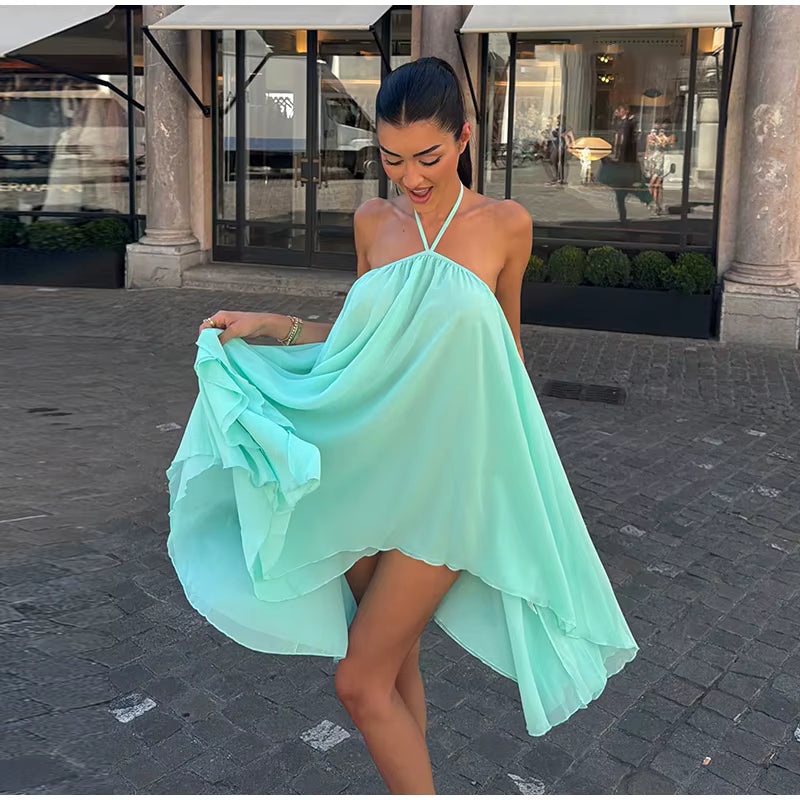 Flowy Halter Mini Dress