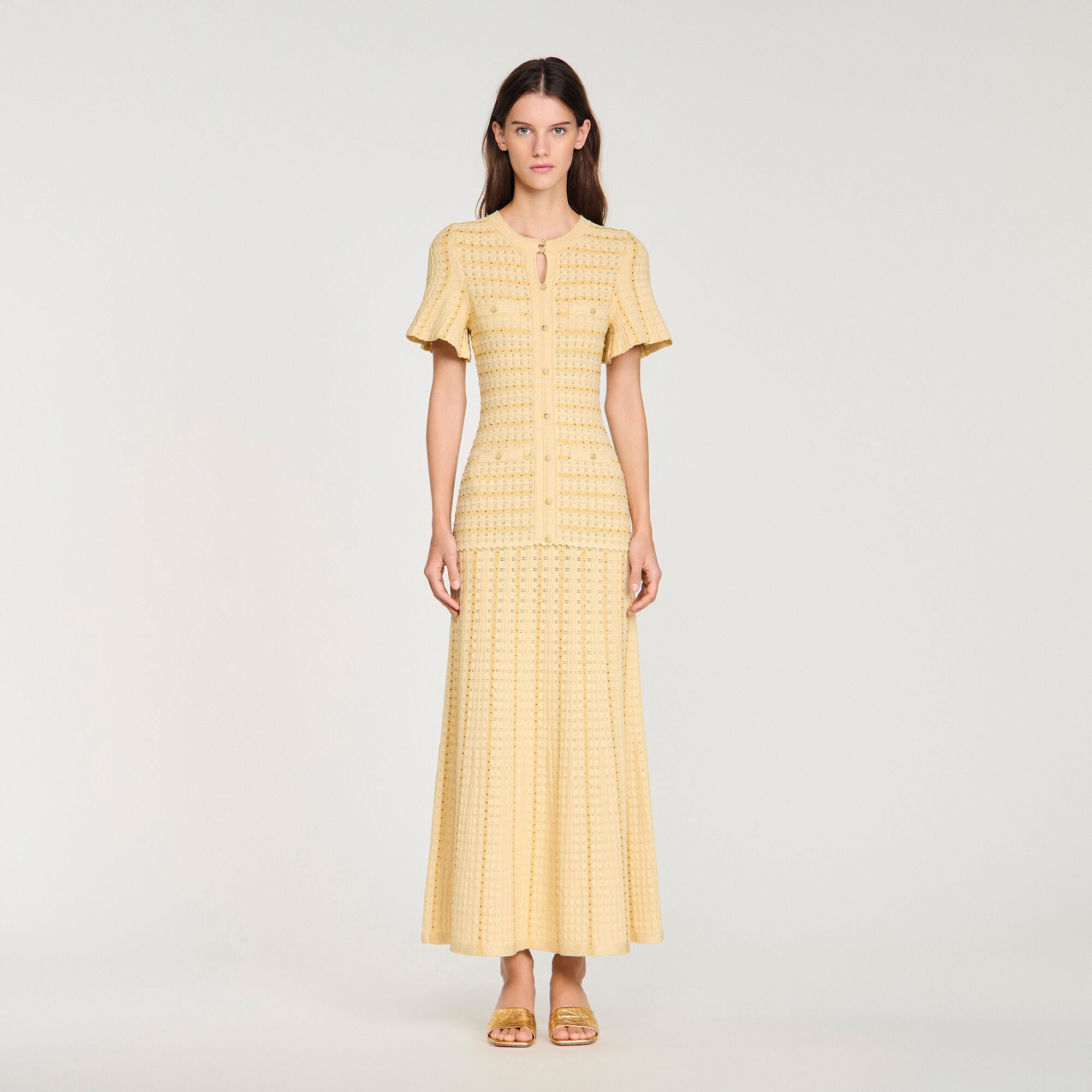 Maxi abito in maglia con strass