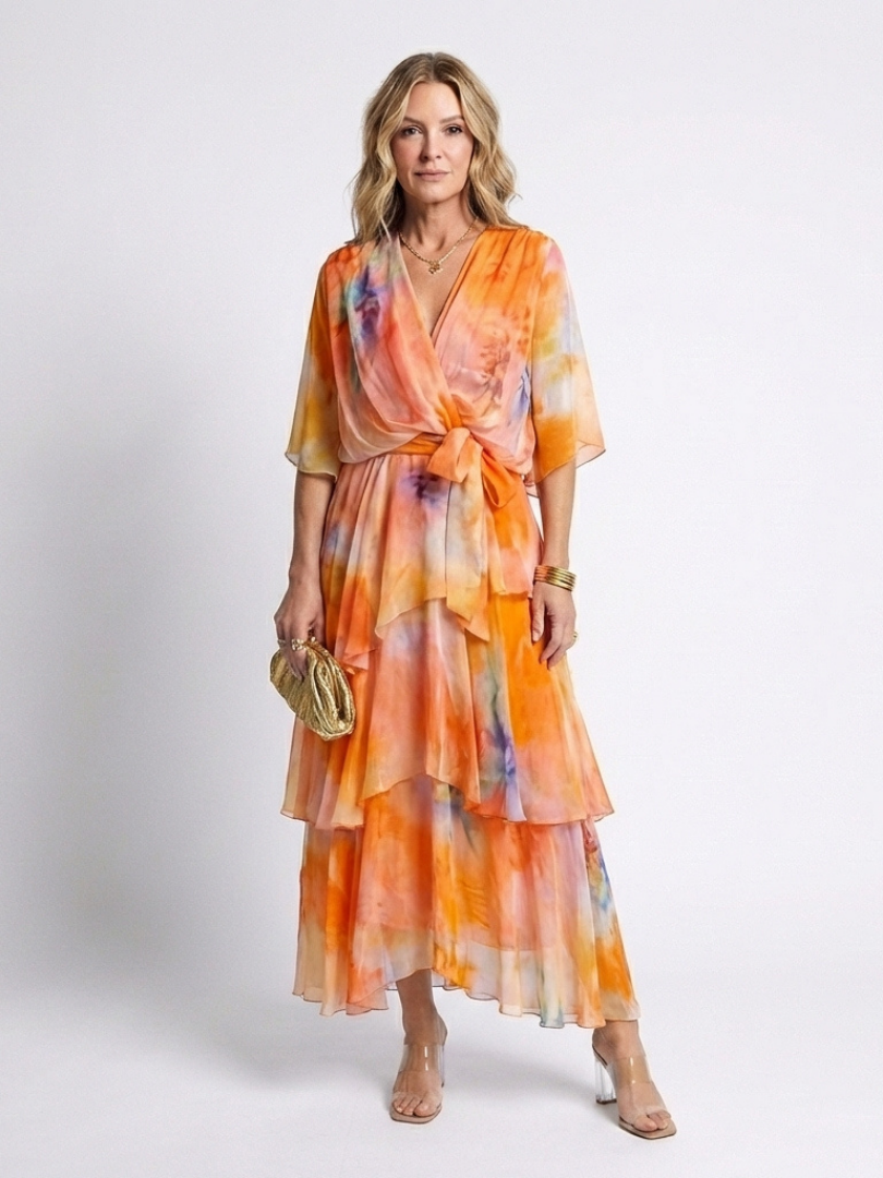 Abito lungo con vita in tulle Calista
