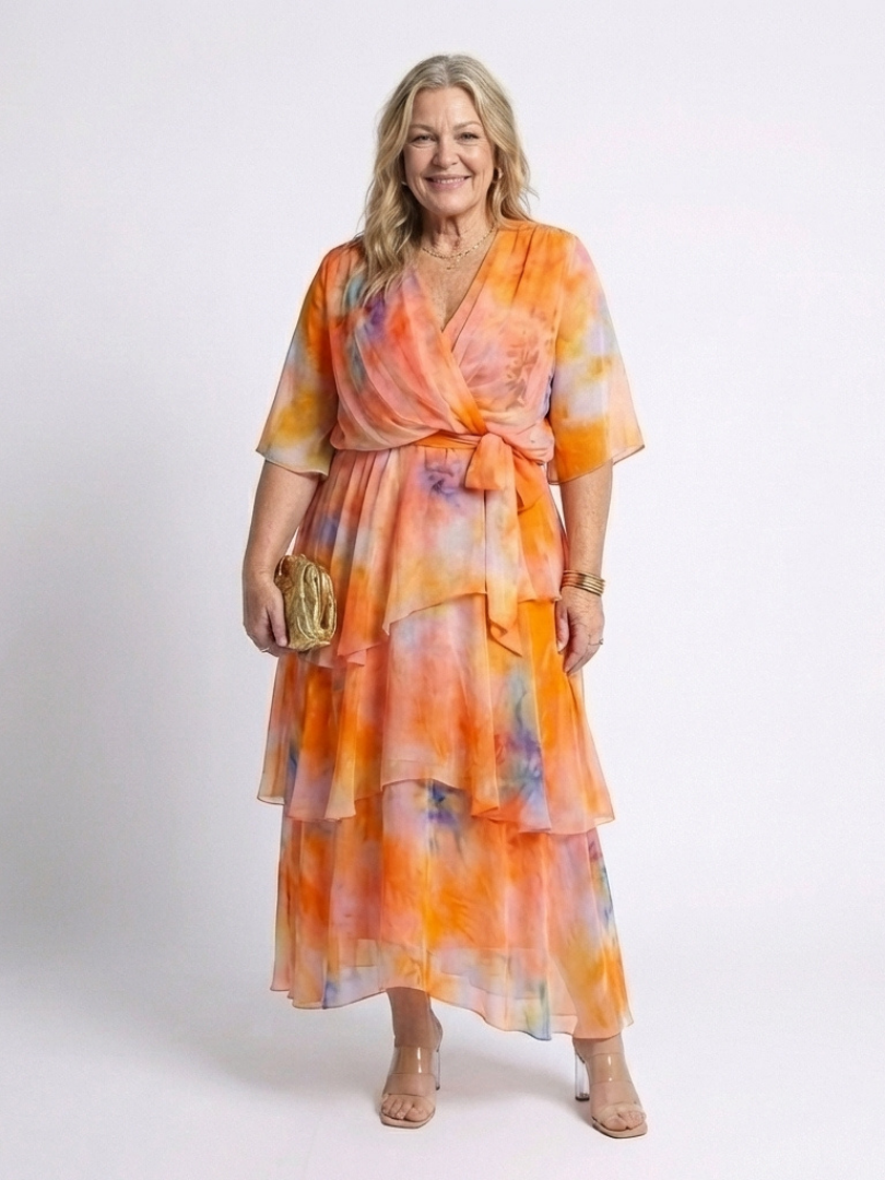 Abito lungo con vita in tulle Calista