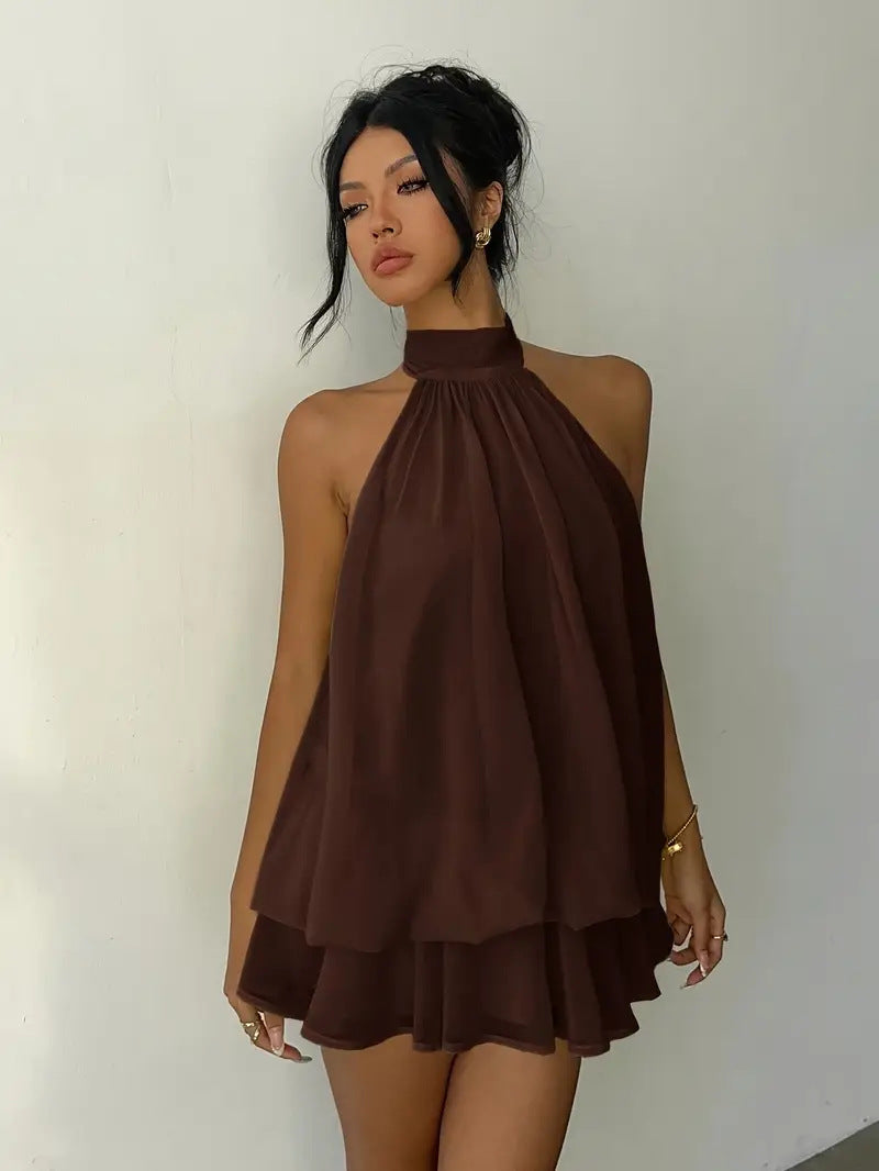 Halter Neck Ruffle Dress