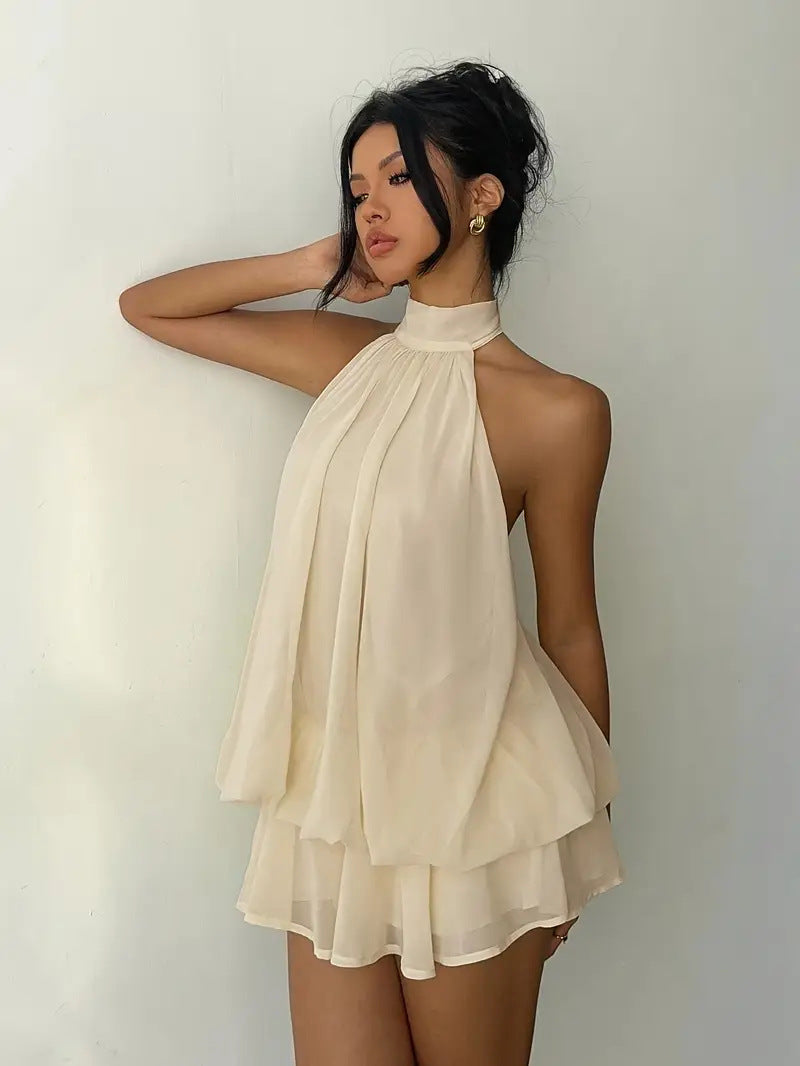 Halter Neck Ruffle Dress