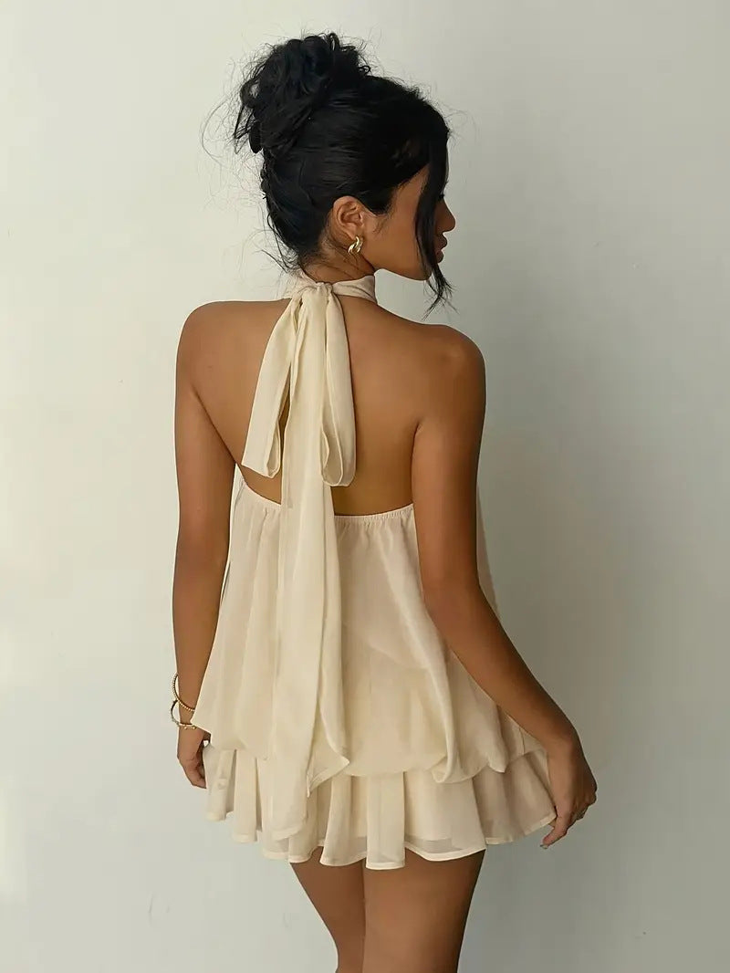 Halter Neck Ruffle Dress