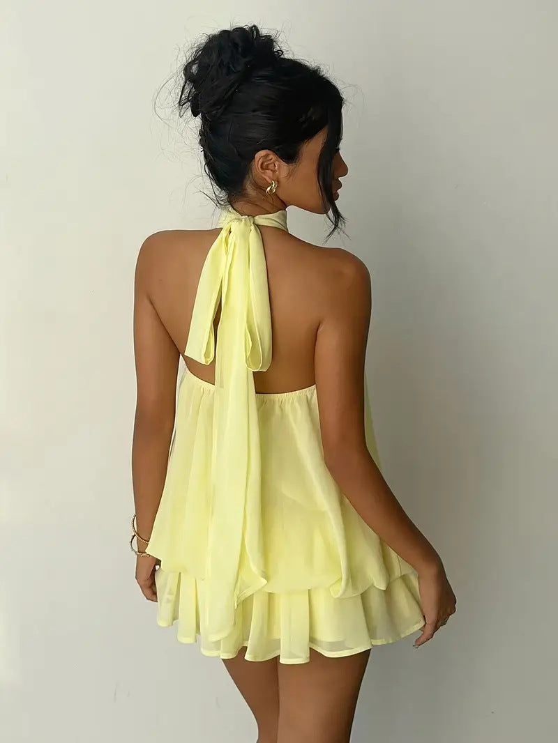 Halter Neck Ruffle Dress