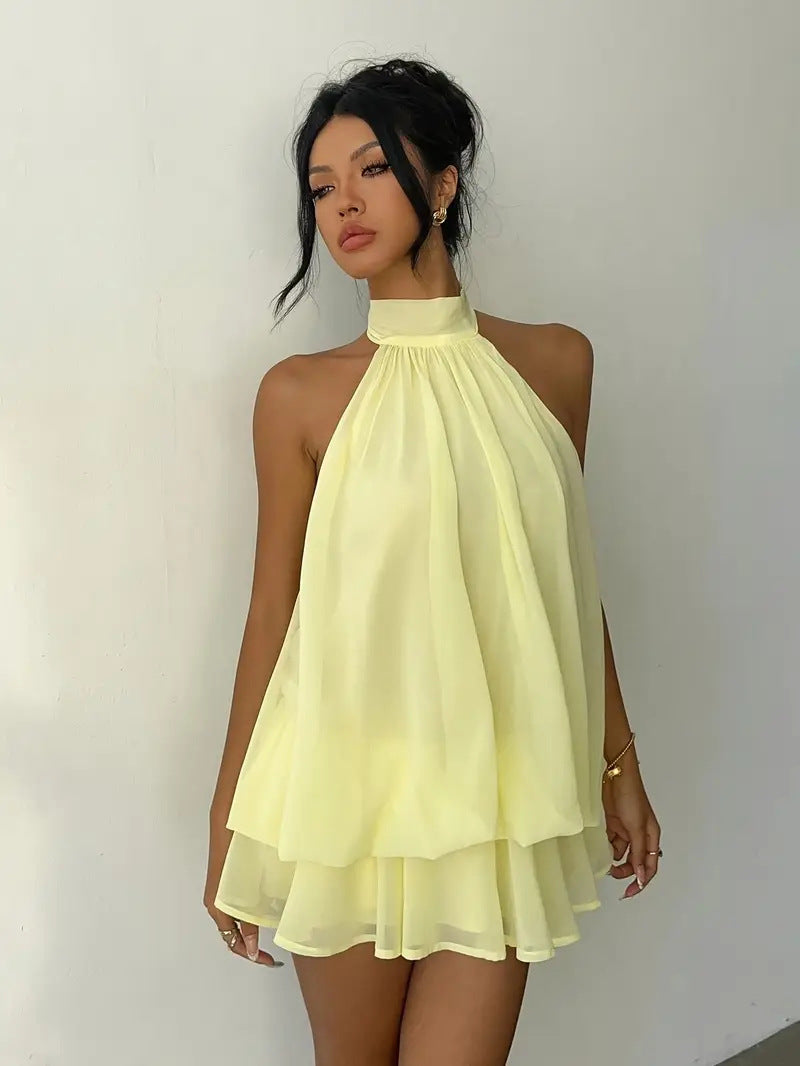 Halter Neck Ruffle Dress