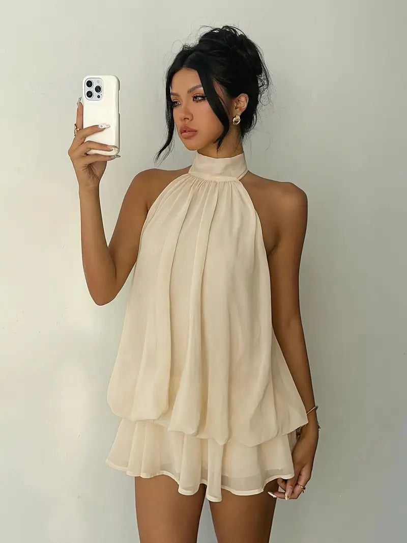 Halter Neck Ruffle Dress