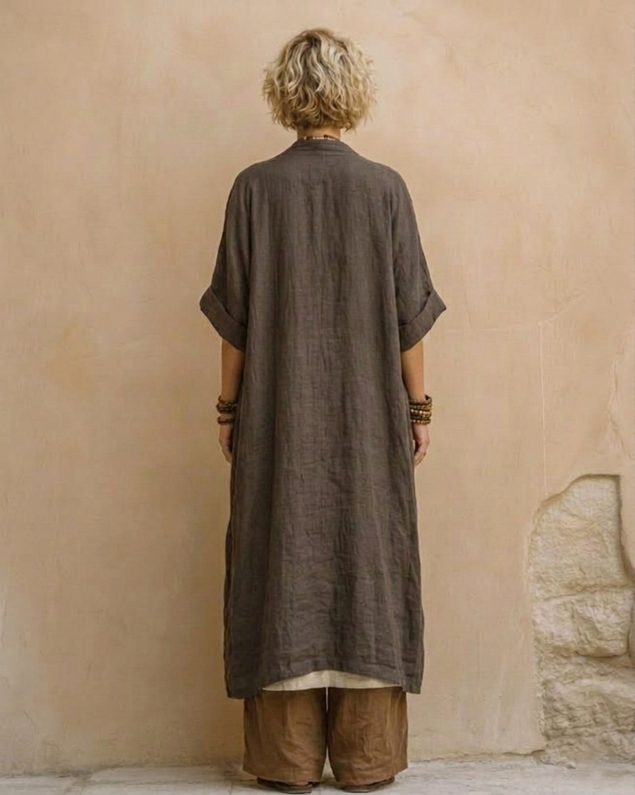 Siana - Set nomade bohémien a tre pezzi in grigio scuro e marrone con motivo tribale