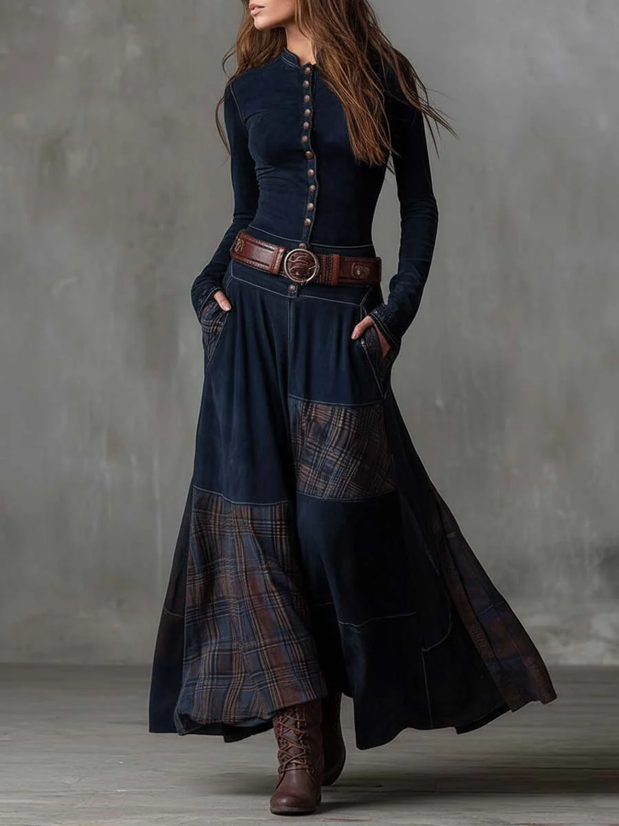 Iris | Maxi Suede Dress with Belt