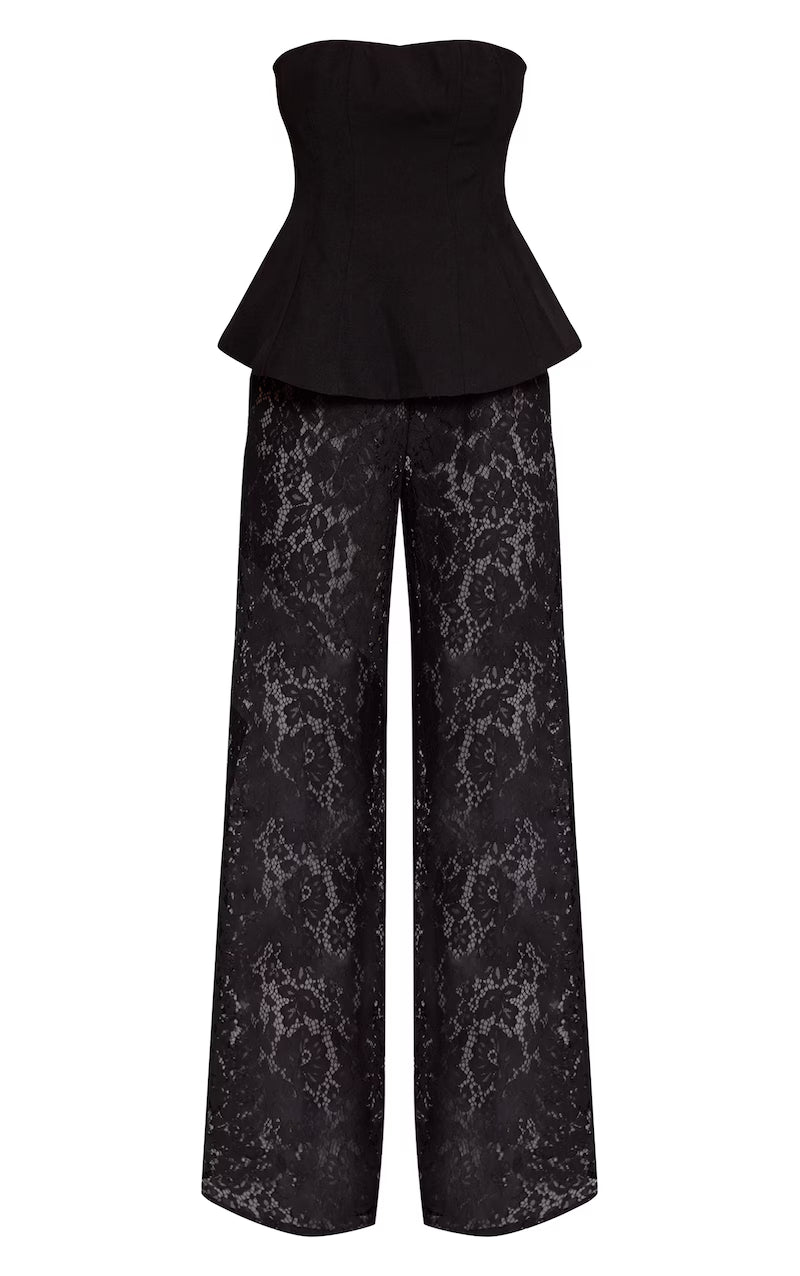 Black Lace Leg Jumpsuit