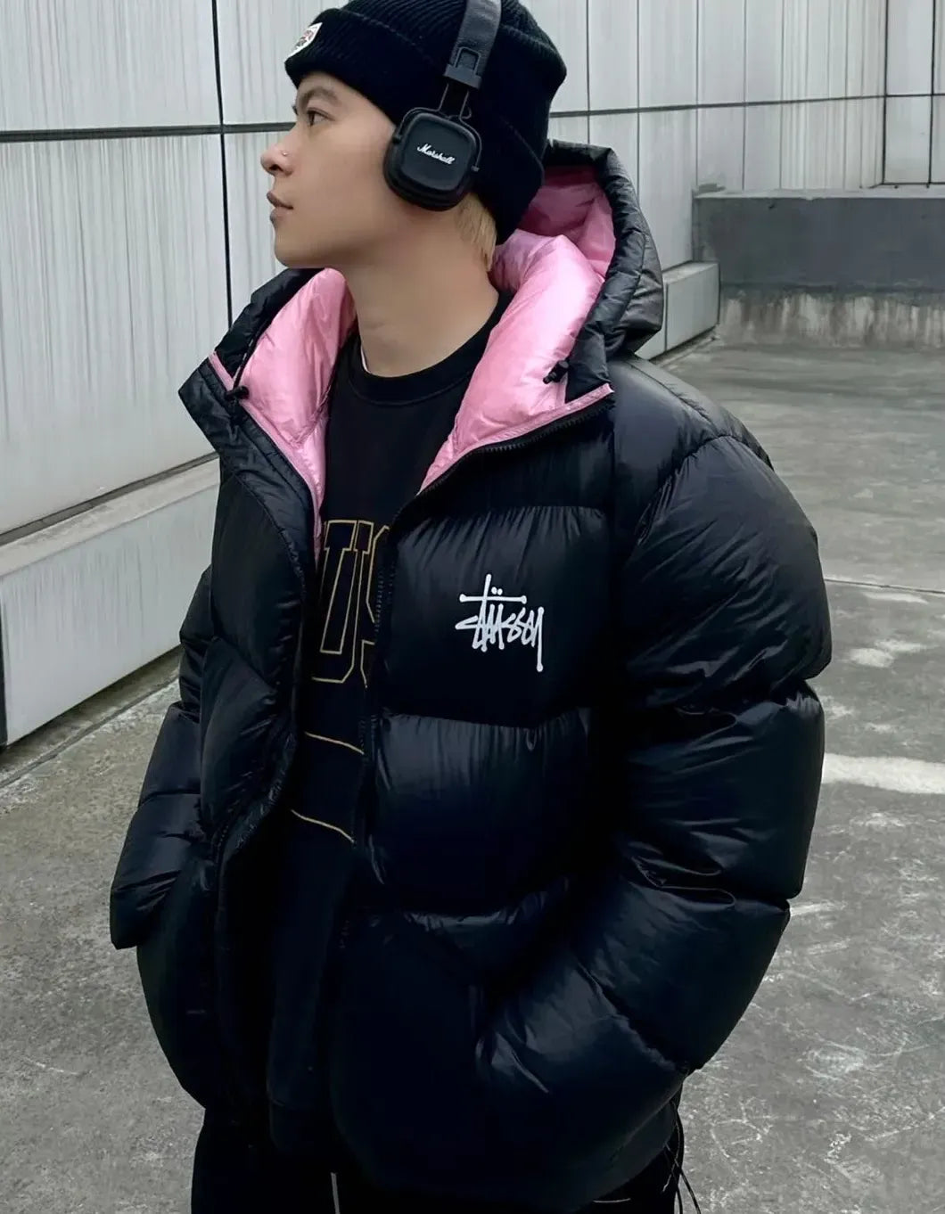 Black Stüssy Puffer Jacket