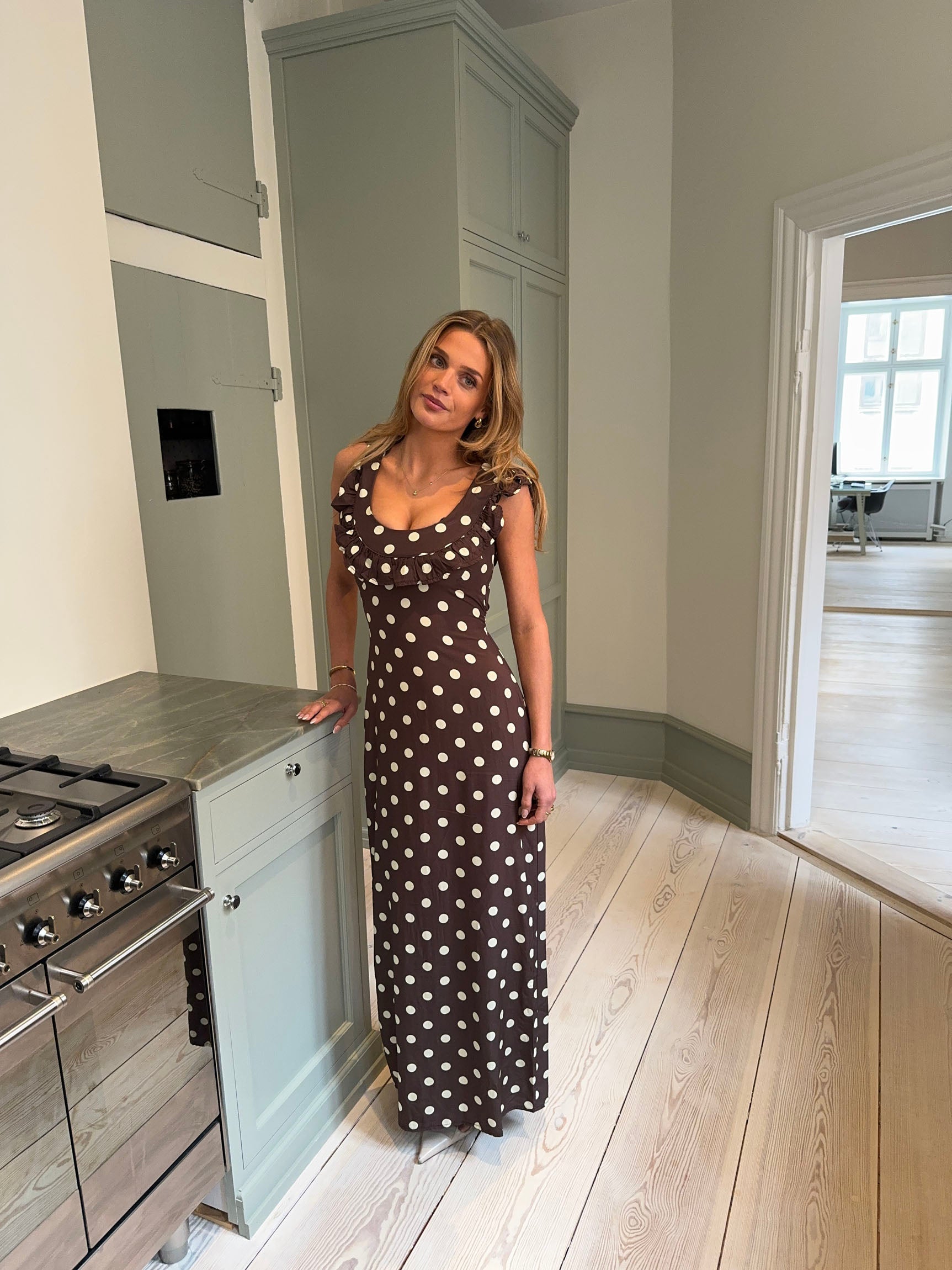 The Luna Brown Polka Dot Dress