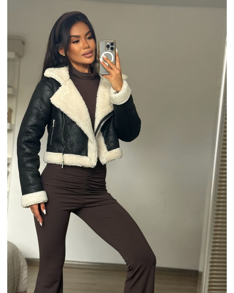 Black Teddy Aviator Jacket