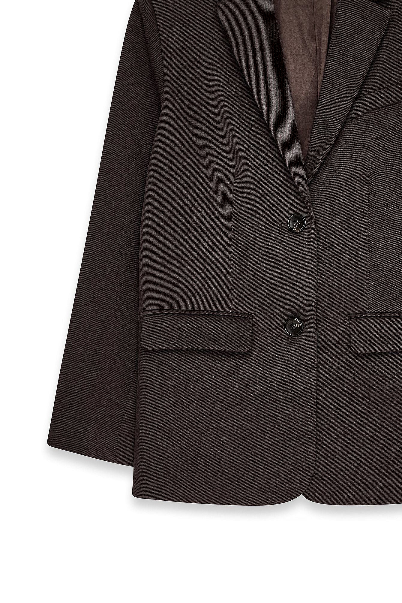 Oversized Brown Twill Blazer