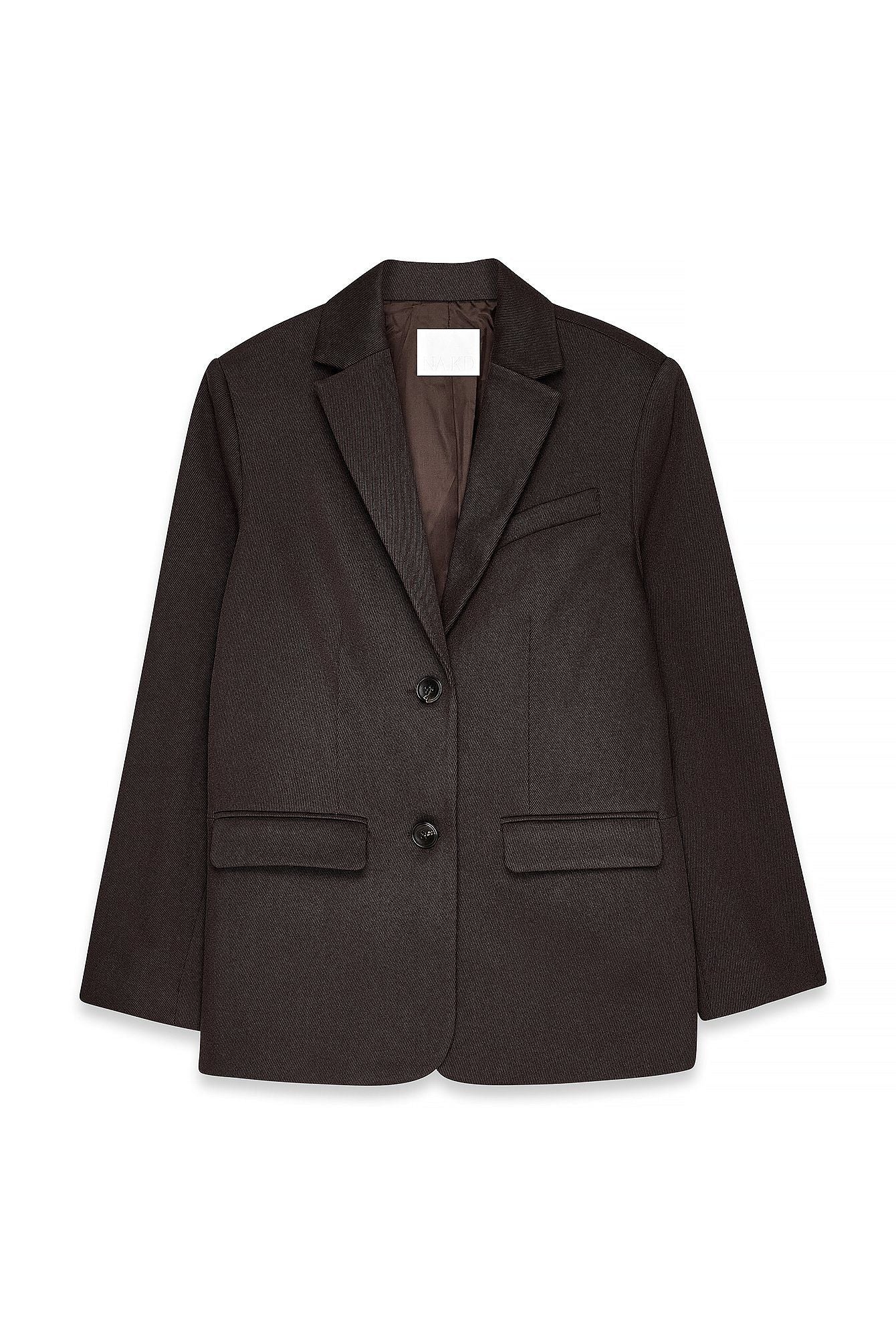 Oversized Brown Twill Blazer