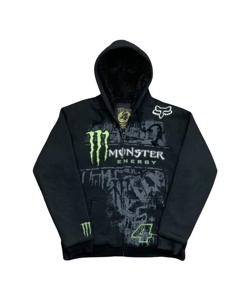 Felpa con cappuccio Fox Monster Energy con cerniera