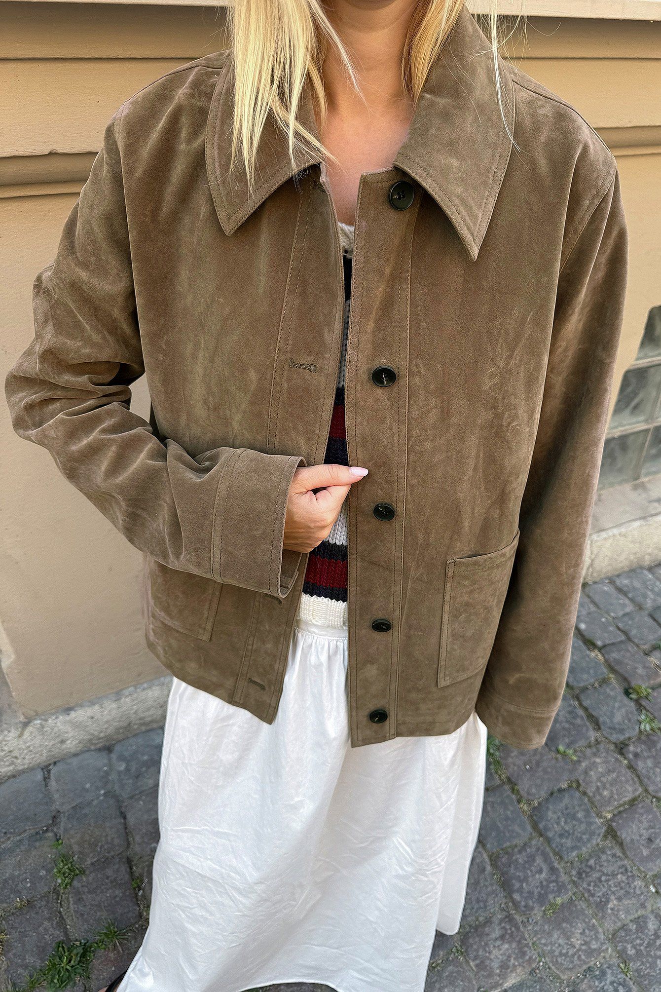 Faux Suede Pocket Jacket